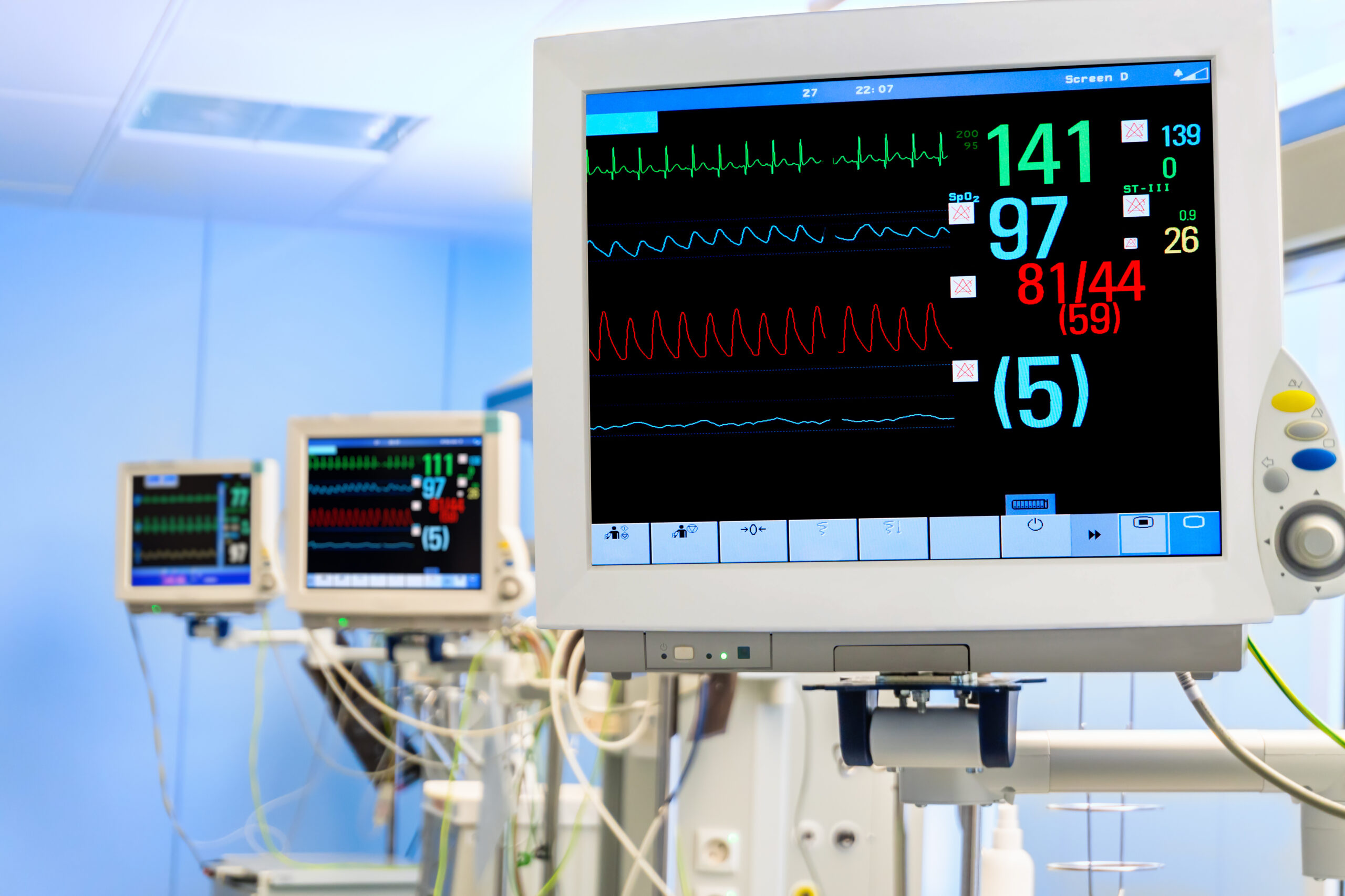 Three Vital Signs Monitors In Intensive Care Unit Vitalis